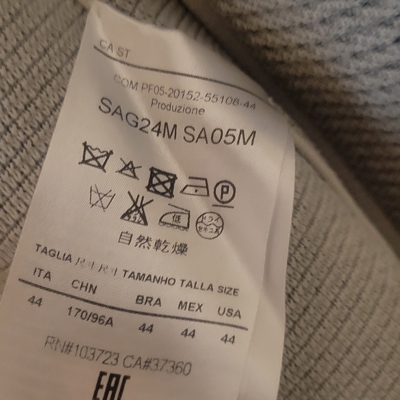 GIORGIO ARMANI Light Blue Gray Ribbed Knit Asymmetric Front Zip Fitted Jacket 44 - Picture 3 of 3